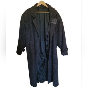 Oversized Wool & Genuine Leather Overcoat